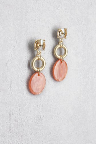 Le devant de Boucles d’oreilles dorées avec pendentif orange de Liberty Island pour Femmes