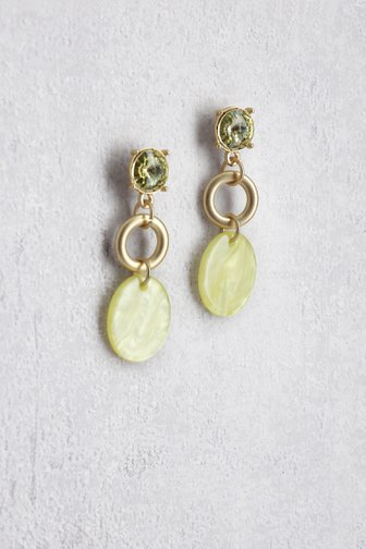 Le devant de Boucles d’oreilles dorées avec pendentif vert  de Liberty Island pour Femmes