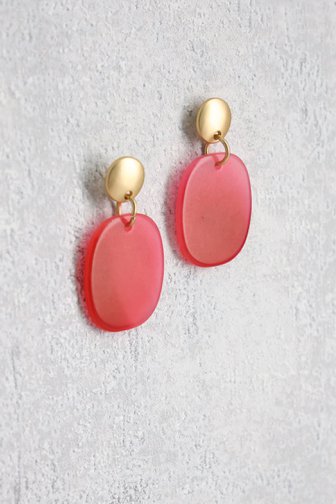 Boucles d'oreilles ovales fuchsia de Liberty Island pour Femmes
