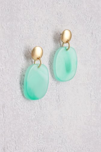 Boucles d'oreilles ovales vertes de Liberty Island pour Femmes