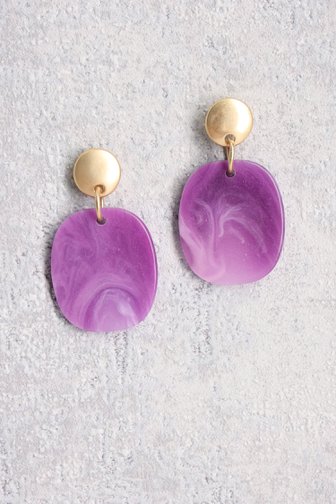 Boucles d'oreilles ovales violettes de Liberty Island pour Femmes