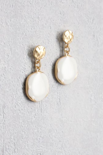 Boucles d'oreilles rondes dorées et blanches de Liberty Island pour Femmes