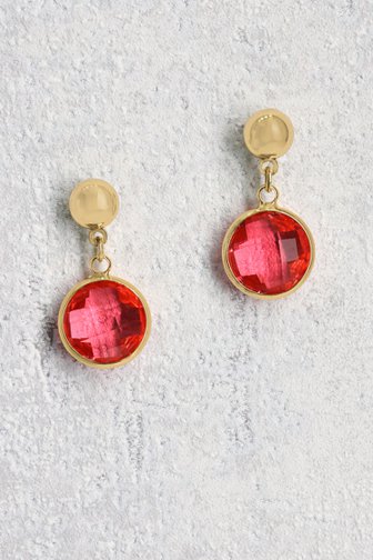 Boucles d'oreilles rondes rouges de Liberty Island pour Femmes