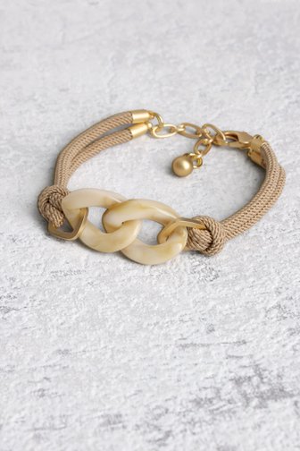Le devant de Bracelet beige avec maillons et cordon de Liberty Island pour Femmes