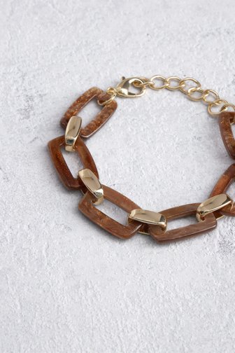 Le devant de Bracelet doré avec maillons bruns de Liberty Island pour Femmes