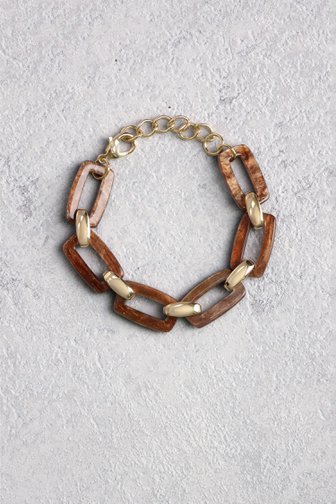 Le devant de Bracelet doré avec maillons bruns de Liberty Island pour Femmes