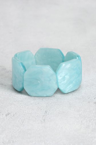 Le devant de Bracelet élastique à effet marbre turquoise de Liberty Island pour Femmes