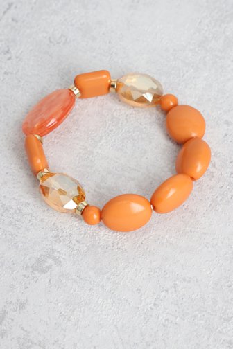 Le devant de Bracelet élastique avec différentes perles orange de Liberty Island pour Femmes