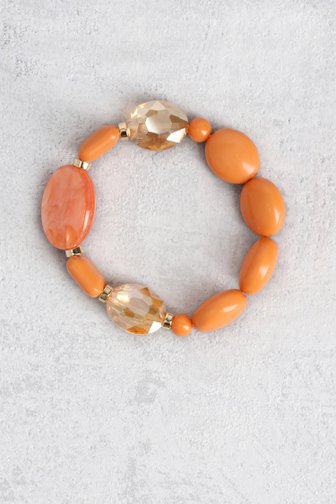 Le devant de Bracelet élastique avec différentes perles orange de Liberty Island pour Femmes