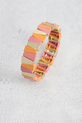 Le devant de Bracelet élastique rose-orange de Liberty Island pour Femmes