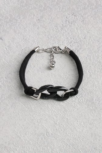 Le devant de Bracelet noir avec maillons et cordon de Liberty Island pour Femmes