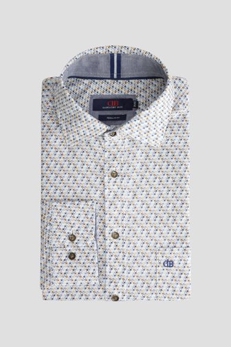 Voorkant van Bruin-blauw hemd met microprint - Regular fit door Dansaert Blue voor Heren