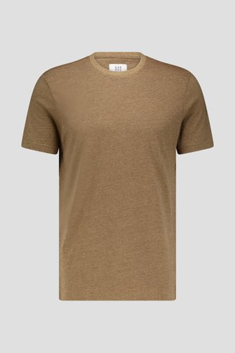 Bruin, fijn gestreept T-shirt  van Casual Five voor Heren
