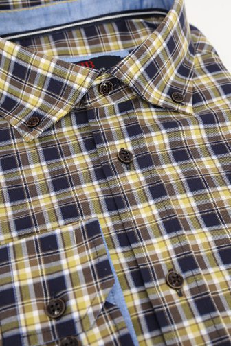 Voorkant van Bruin geruit hemd - comfort fit door Dansaert Blue voor Heren