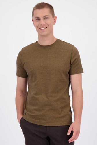 Voorkant van Bruin gestreept T-shirt door Liberty Island voor Heren