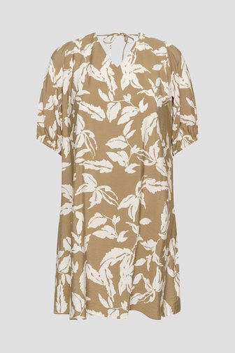 Voorkant van Bruin kleedje met witte bladerprint  door Kaffe Curve voor Dames