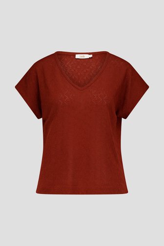 Bruin T-shirt met ajour motief van Libelle voor Dames