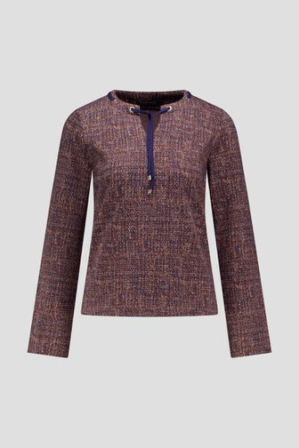 Voorkant van Bruin T-shirt met print door Claude Arielle voor Dames