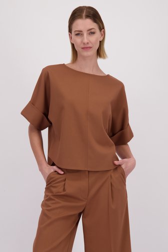 Voorkant van Bruine blouse met 3/4 mouwen door D'Auvry voor Dames