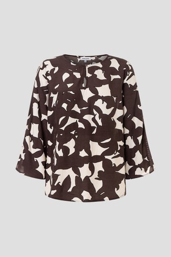 Productfoto 1 van Bruine blouse met grafische print door More & More voor Dames