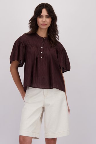 Voorkant van Bruine blouse met streepmotief door Louise voor Dames