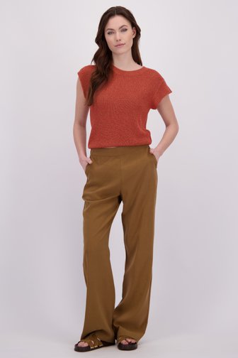 Extra foto 1 van Bruine broek met elastische tailleband door Geisha voor Dames