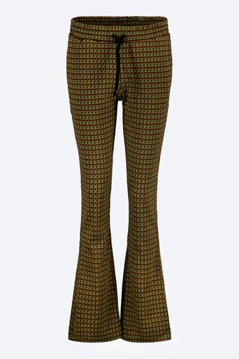 Bruine broek met print en elastische tailleband van Geisha voor Dames