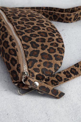 Voorkant van Bruine crossbody tas met luipaardprint door Modeno voor Dames