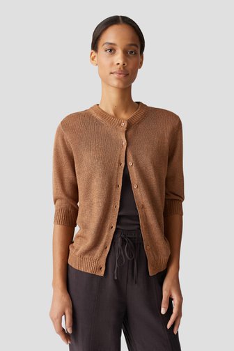 Bruine gebreide cardigan met 3/4 mouwen van Opus voor Dames