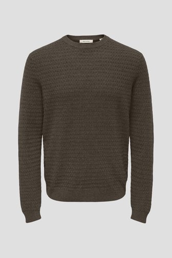 Productfoto 1 van Bruine gebreide trui door Only & Sons voor Heren