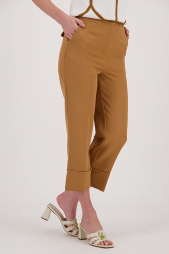 Bruine geklede broek met omslag van D'Auvry voor Dames