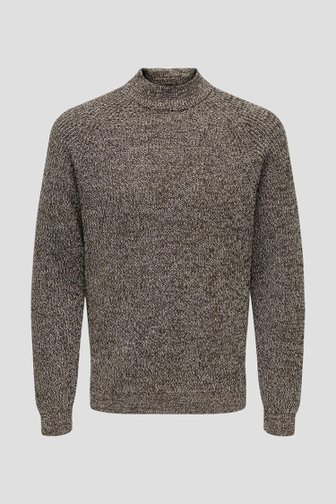 Voorkant van Bruine gemêleerde trui door Only & Sons voor Heren
