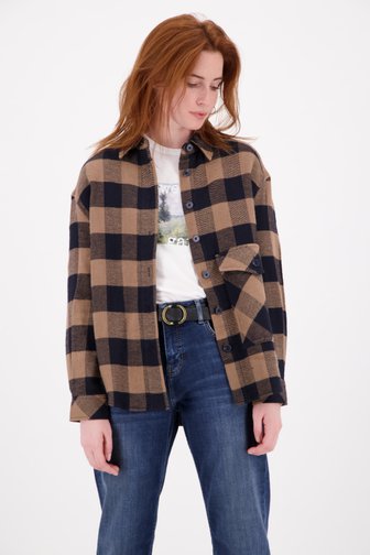 Opus Bruine geruite jacket