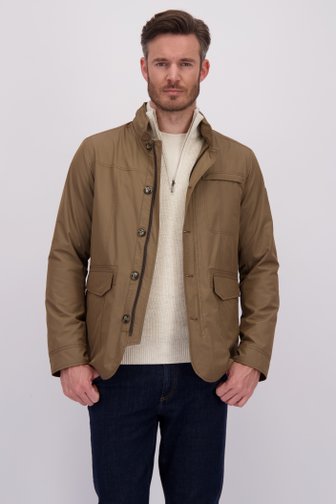 Voorkant van Bruine jas met uitritsbare kap door Upper East voor Heren