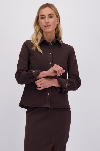 Voorkant van Bruine jeansvest door Liberty Island Denim voor Dames