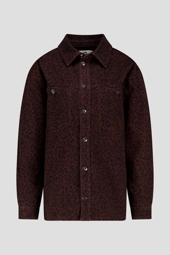 Voorkant van Bruine jeansvest met luipaardprint door Louise voor Dames