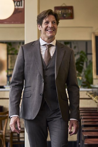 Extra foto 1 van Bruine kostuumvest - slim fit door Dansaert Black voor Heren