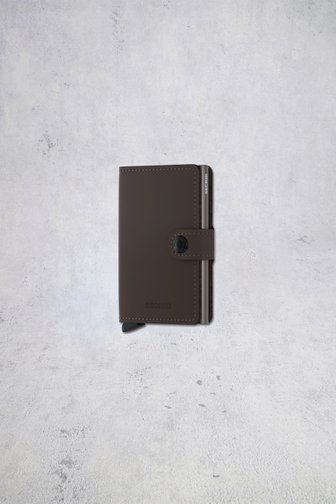 Voorkant van Bruine lederen kaarthouder - Miniwallet matte door Secri voor Heren