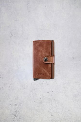 Voorkant van Bruine lederen kaarthouder  - Miniwallet vintage door Secri voor Heren