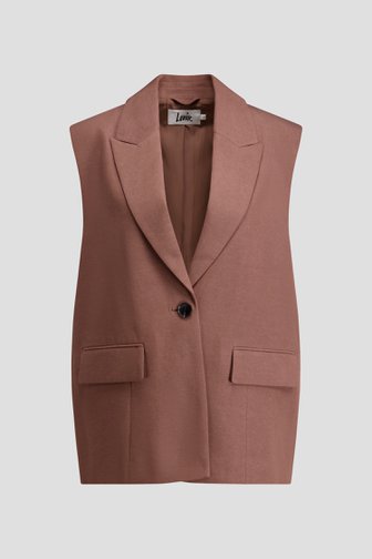 Voorkant van Bruine mouwloze blazer door Louise voor Dames