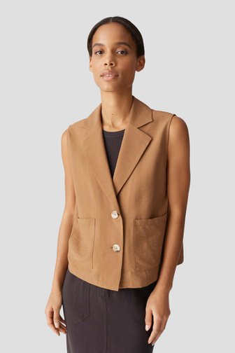 Bruine mouwloze blazer van Opus voor Dames