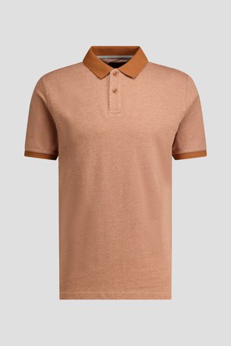 Voorkant van Bruine polo met ruitmotief en korte mouwen door Ravøtt voor Heren