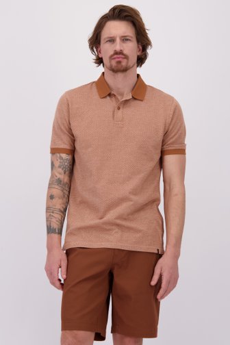 Voorkant van Bruine polo met ruitmotief en korte mouwen door Ravøtt voor Heren