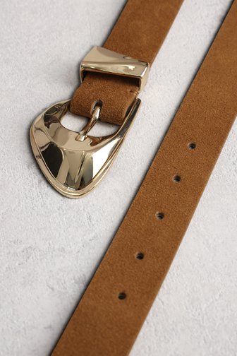 Voorkant van Bruine riem met suède look door Louise voor Dames