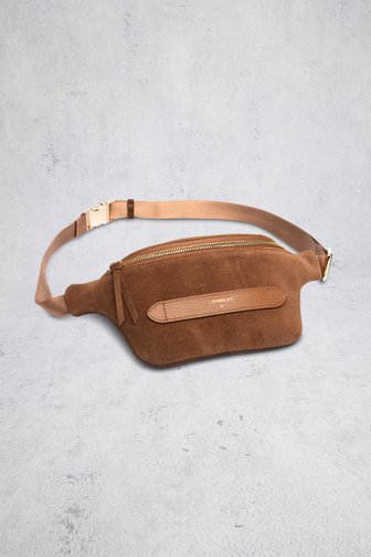 Voorkant van Bruine suède crossbodytas door Crinkles voor Dames