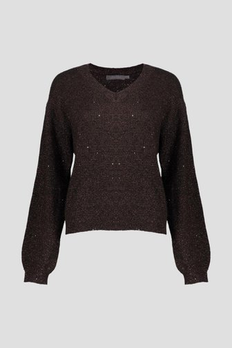 Voorkant van Bruine trui met glitters door Geisha voor Dames