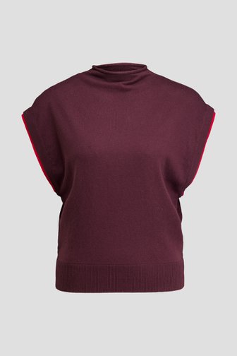 Voorkant van Bruine trui met rood accent door Louise voor Dames