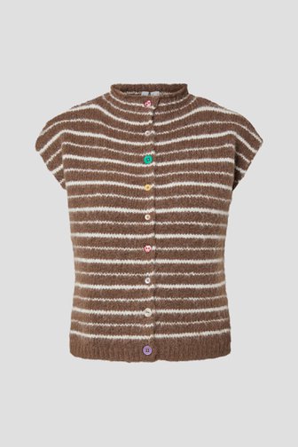 Productfoto 1 van Bruine trui met strepen en korte mouw door Pieces voor Dames