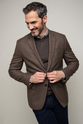 Extra foto 5 van Bruine wollen blazer met gemêleerd effect door Dansaert Black Premium voor Heren