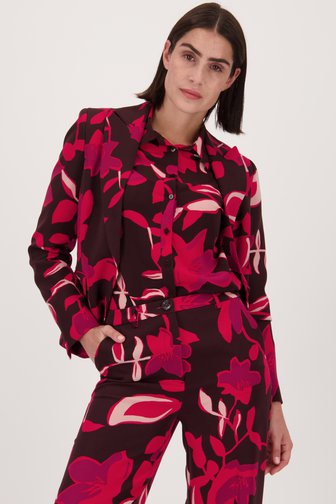 D'Auvry Burgundy blazer met fuchsia bloemenprint